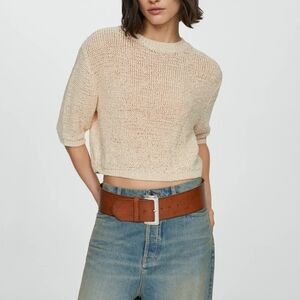 NWT Mango Chunky Cream Knit Top Sweater, Medium